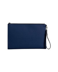 dunkelblaue Leder Clutch Handtasche von Burberry