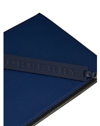 dunkelblaue Leder Clutch Handtasche von Burberry