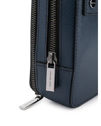 dunkelblaue Leder Clutch Handtasche von Michael Kors