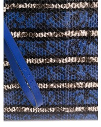 dunkelblaue Leder Clutch mit Schlangenmuster von Marni