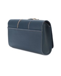 dunkelblaue Leder Clutch von Perrin Paris