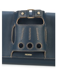 dunkelblaue Leder Clutch von Perrin Paris