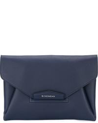 dunkelblaue Leder Clutch von Givenchy