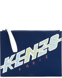 dunkelblaue Leder Clutch von Kenzo