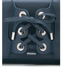 dunkelblaue Leder Clutch von Perrin Paris