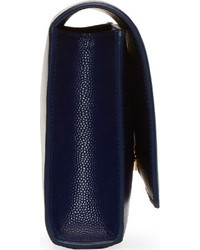 dunkelblaue Leder Clutch von Saint Laurent