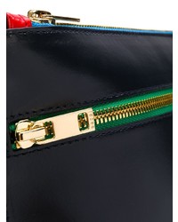 dunkelblaue Leder Clutch von Sacai