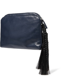 dunkelblaue Leder Clutch von The Row