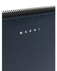 dunkelblaue Leder Clutch von Marni