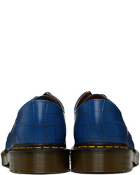 dunkelblaue Leder Derby Schuhe mit Karomuster von Undercover