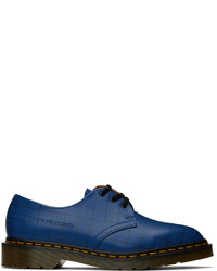 dunkelblaue Leder Derby Schuhe mit Karomuster von Undercover
