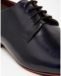 dunkelblaue Leder Derby Schuhe von Asos