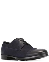 dunkelblaue Leder Derby Schuhe von Dolce & Gabbana