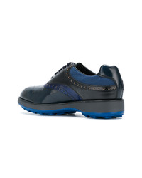 dunkelblaue Leder Derby Schuhe von Prada