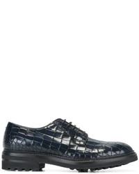dunkelblaue Leder Derby Schuhe von Giorgio Armani