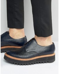 dunkelblaue Leder Derby Schuhe von Grenson