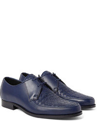 dunkelblaue Leder Derby Schuhe von Bottega Veneta