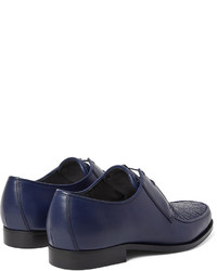 dunkelblaue Leder Derby Schuhe von Bottega Veneta
