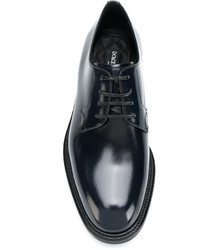 dunkelblaue Leder Derby Schuhe von Dolce & Gabbana