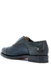 dunkelblaue Leder Derby Schuhe von Santoni