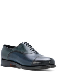 dunkelblaue Leder Derby Schuhe von Santoni