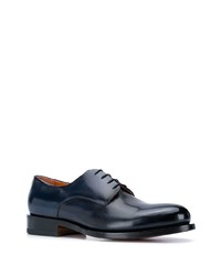 dunkelblaue Leder Derby Schuhe von Santoni