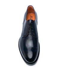 dunkelblaue Leder Derby Schuhe von Santoni