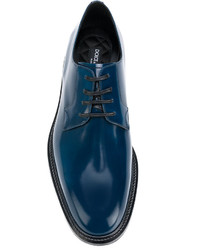 dunkelblaue Leder Derby Schuhe von Dolce & Gabbana