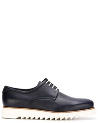 dunkelblaue Leder Derby Schuhe von Salvatore Ferragamo