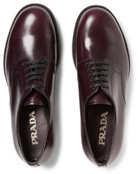 dunkelblaue Leder Derby Schuhe von Prada