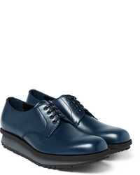 dunkelblaue Leder Derby Schuhe von Prada