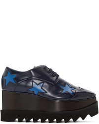 dunkelblaue Leder Derby Schuhe von Stella McCartney
