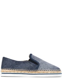 dunkelblaue Leder Espadrilles von Jimmy Choo