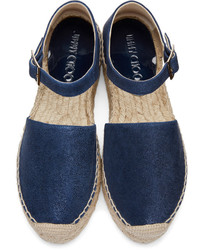 dunkelblaue Leder Espadrilles von Jimmy Choo