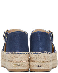 dunkelblaue Leder Espadrilles von Jimmy Choo