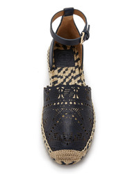 dunkelblaue Leder Espadrilles von Tory Burch