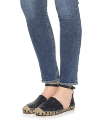 dunkelblaue Leder Espadrilles von Tory Burch