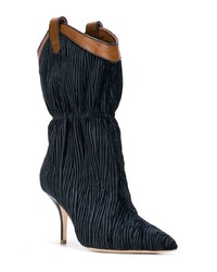 dunkelblaue Leder mittelalte Stiefel von MALONE SOULIERS BY ROY LUWOLT