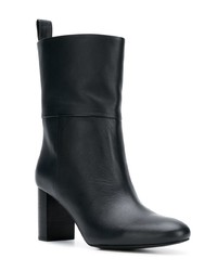 dunkelblaue Leder mittelalte Stiefel von Jil Sander Navy