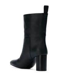 dunkelblaue Leder mittelalte Stiefel von Jil Sander Navy