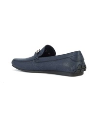 dunkelblaue Leder Mokassins von Salvatore Ferragamo