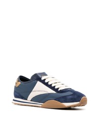 dunkelblaue Leder niedrige Sneakers mit Schlangenmuster von Bally