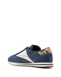 dunkelblaue Leder niedrige Sneakers mit Schlangenmuster von Bally