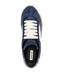 dunkelblaue Leder niedrige Sneakers mit Schlangenmuster von Bally