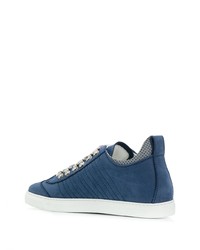 dunkelblaue Leder niedrige Sneakers von DSQUARED2