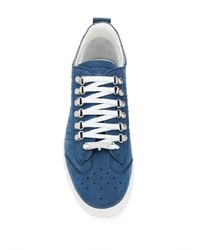 dunkelblaue Leder niedrige Sneakers von DSQUARED2