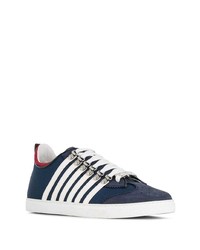 dunkelblaue Leder niedrige Sneakers von DSQUARED2