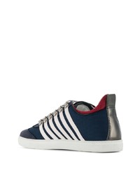 dunkelblaue Leder niedrige Sneakers von DSQUARED2