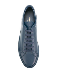 dunkelblaue Leder niedrige Sneakers von Common Projects