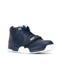 dunkelblaue Leder niedrige Sneakers von Nike